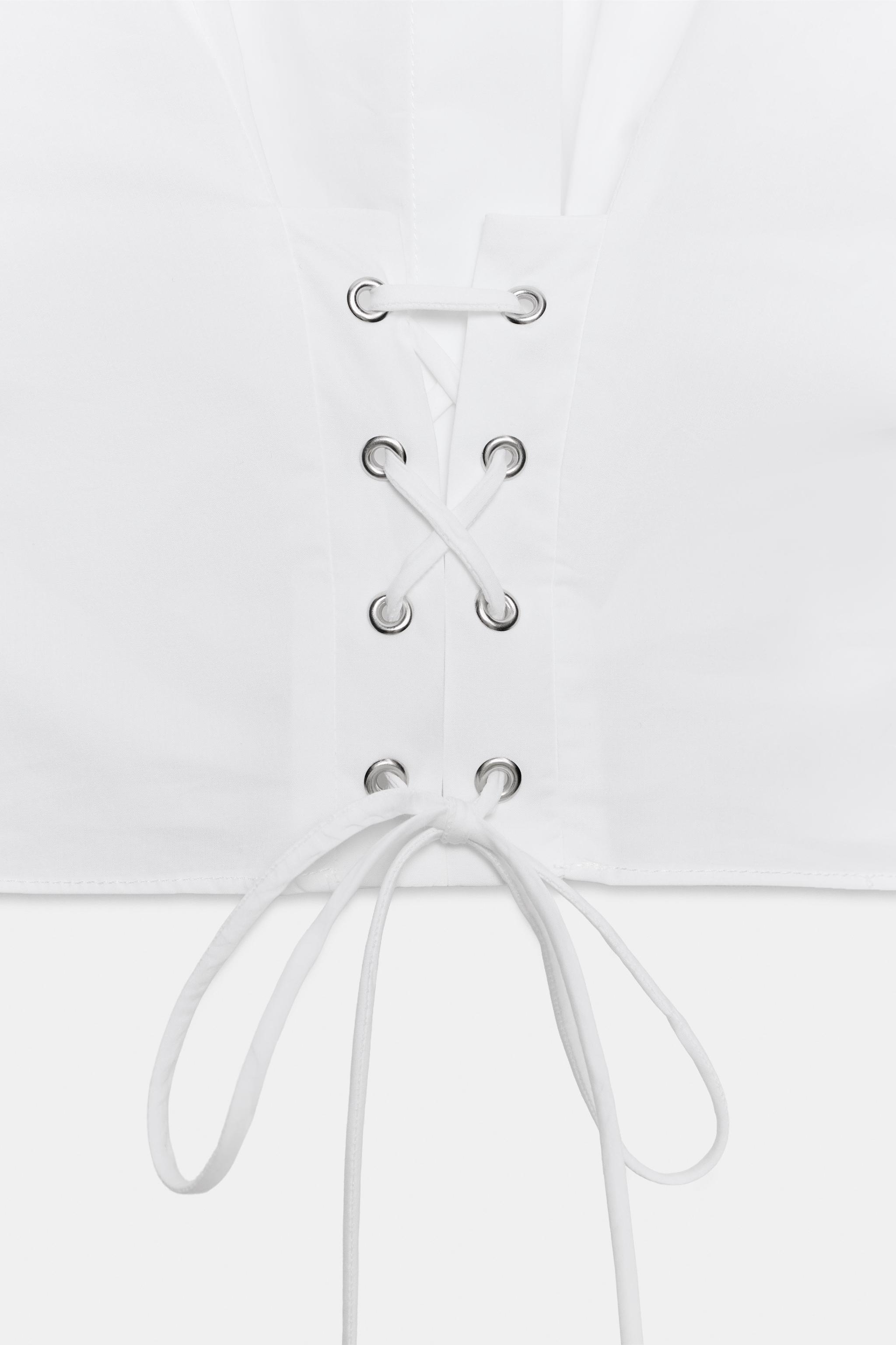 STRAPPY CORSET POPLIN SHIRT