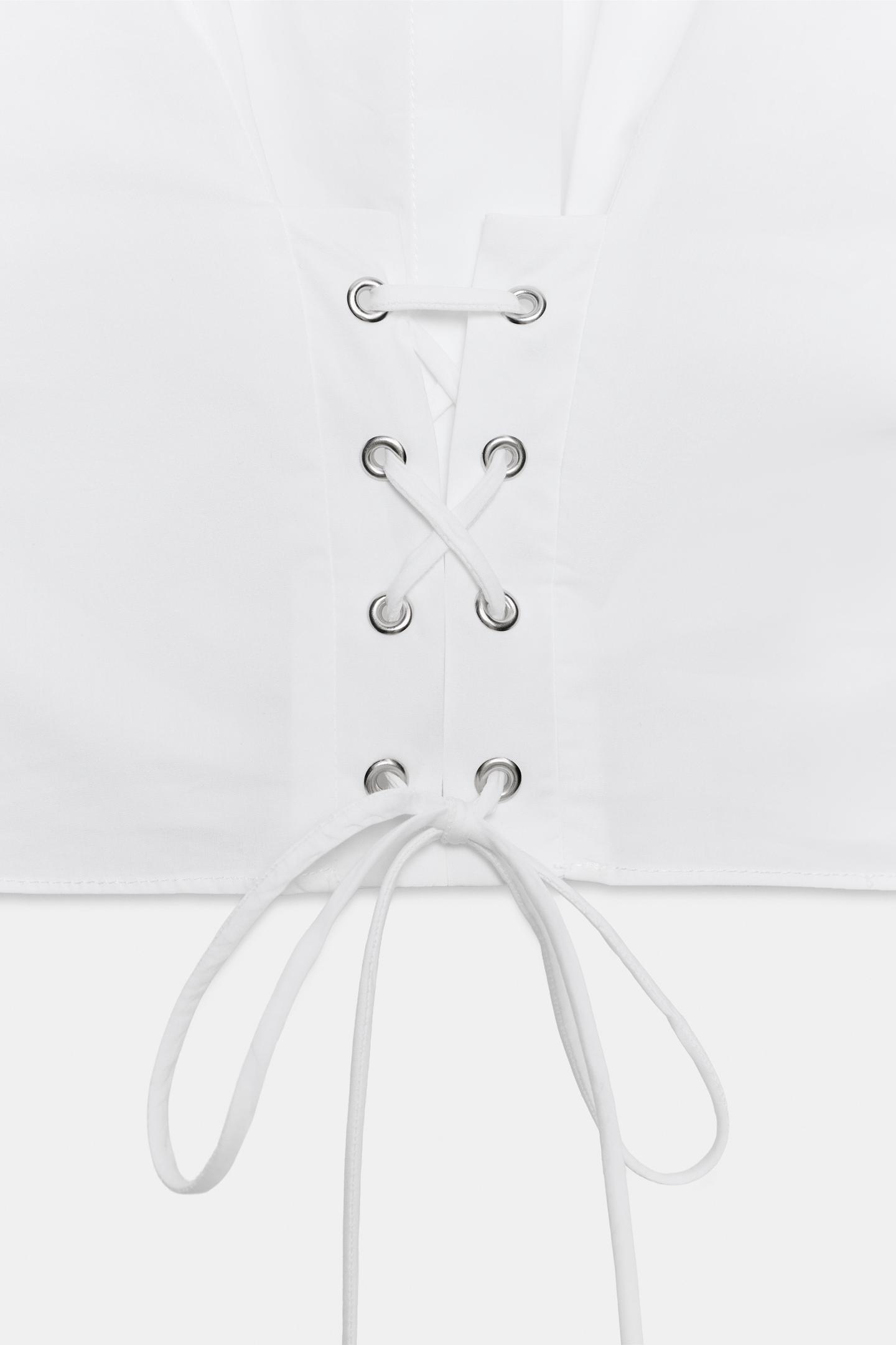 Женская рубашка Zara Strappy Corset Poplin, цвет: Белый — фото 9