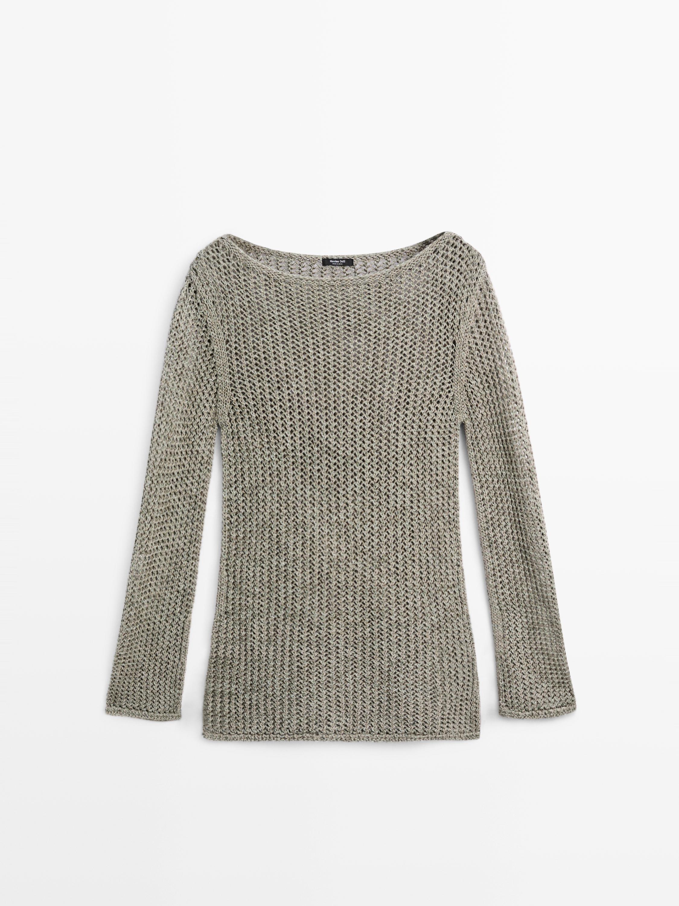 Pull en maille ajourée de coton mélangé
