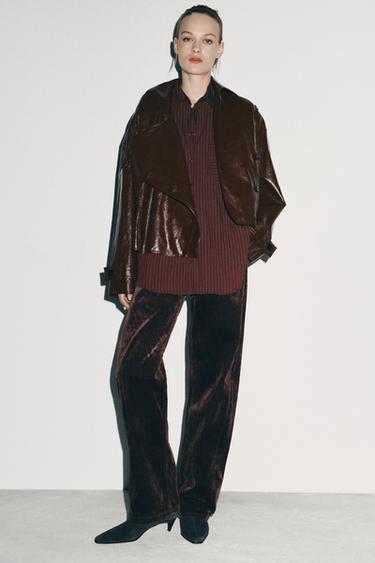 SHINY JACKET ZW COLLECTION - Dark brown by Zara