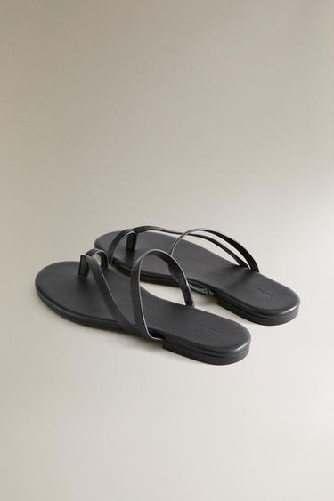 FLAT LEATHER SANDALS - Black by Zara - Image 3