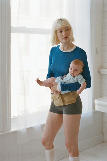 BODY À RAYURES - Écru / Bleu de Zara - Image 1