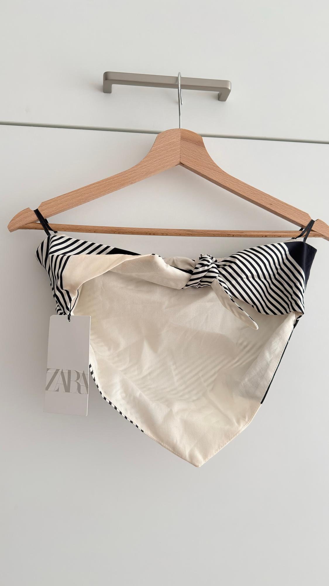 STRIPED POPLIN TOP WITH BELT - Image 4