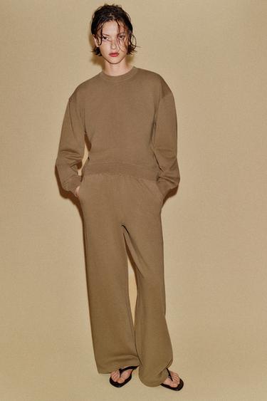 PANTALÓN ANCHO EFECTO LAVADO - Topo de Zara