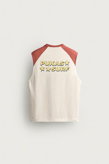 PUKAS SURF X ZARA COLOUR BLOCK TANK TOP - White / Red by Zara