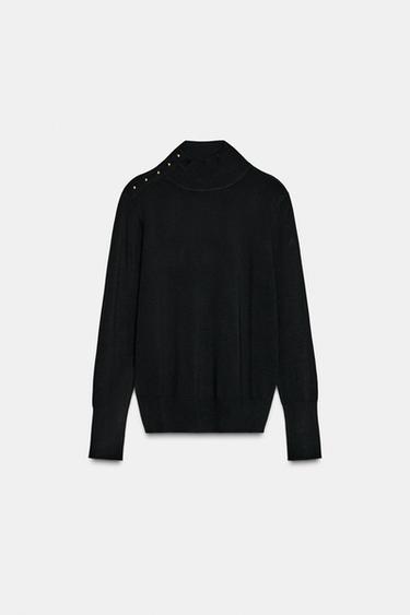 JERSEY PUNTO BOTONES - Negro de Zara