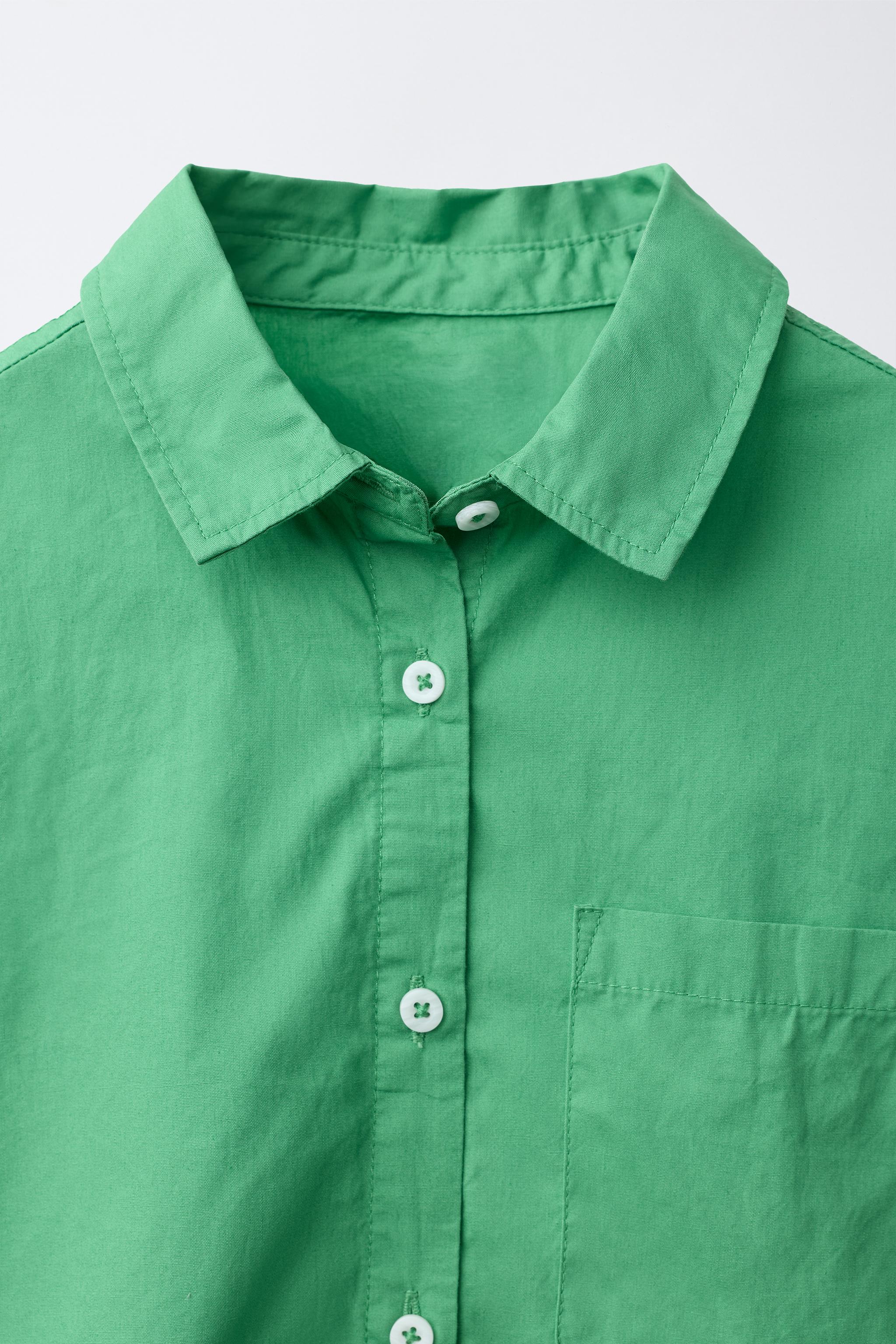 Детские рубашки Zara SOLID POPLIN SHIRT — фото 3