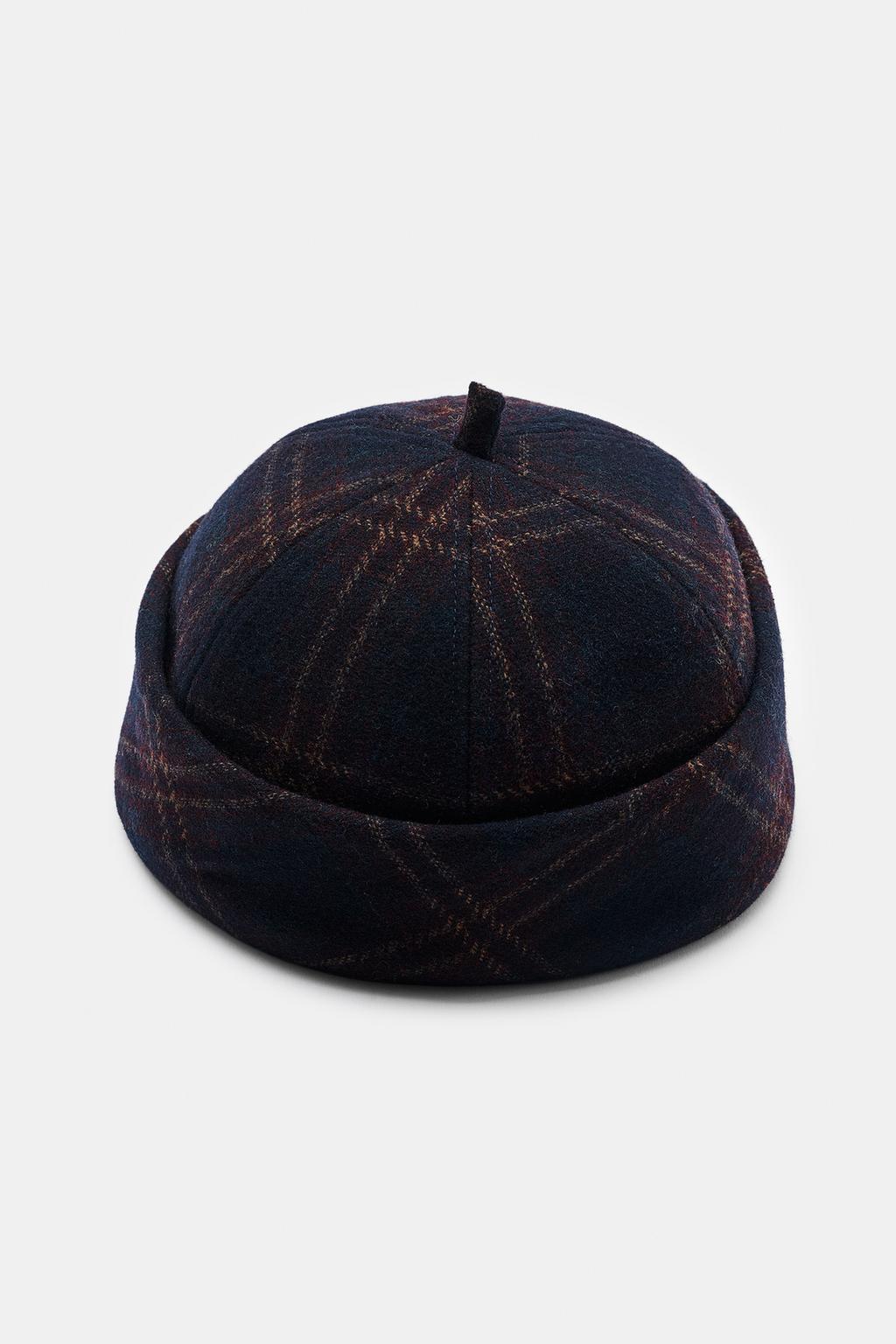 PRINTED WOOL EFFECT CHECKS HAT