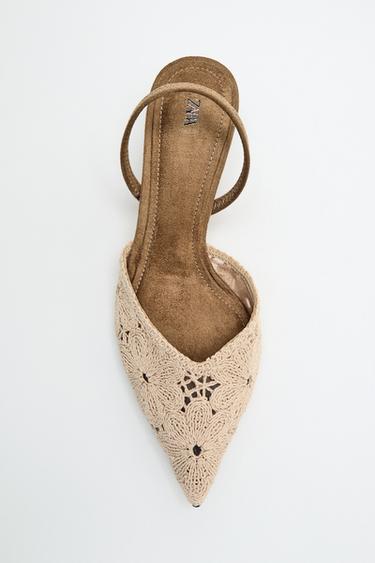 EMBROIDERED HEELED SHOES - Ecru White by Zara