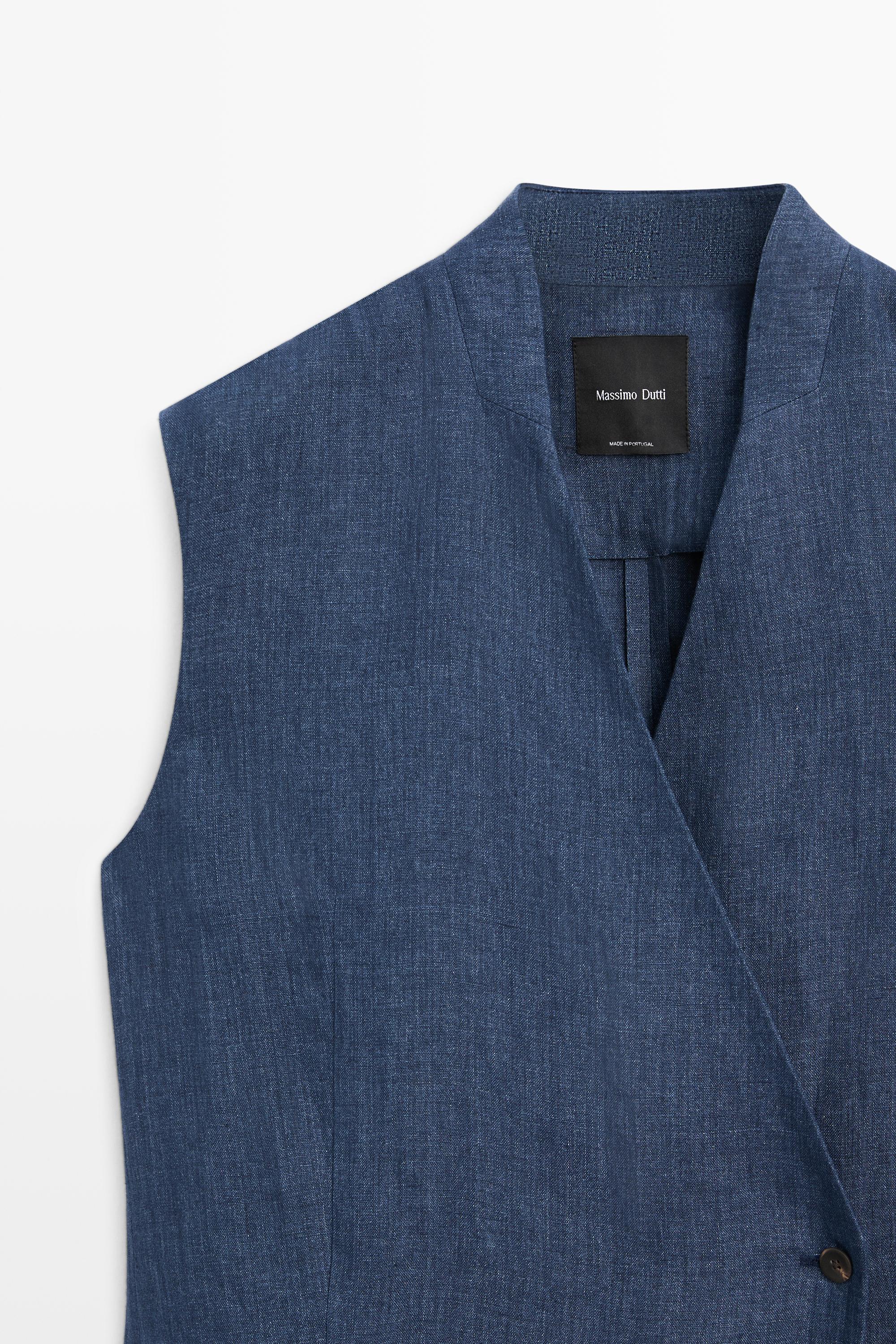 Linen crossover total look vest