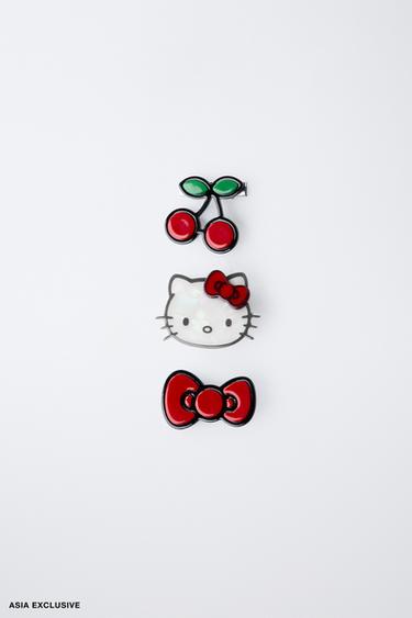 SET 3 KẸP TÓC HELLO KITTY © SANRIO - Màu đỏ từ Zara - Hình ảnh 0