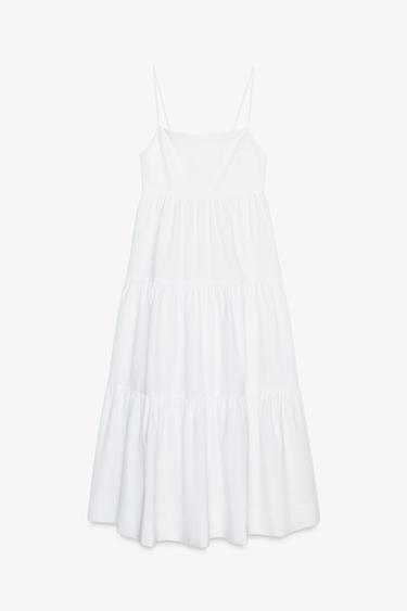 Zara POPLIN PANEL MIDI DRESS - White