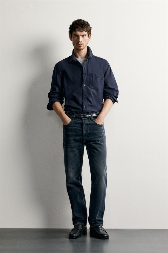 REGULAR FIT JEANS - Navy blue by Zara - Image 0