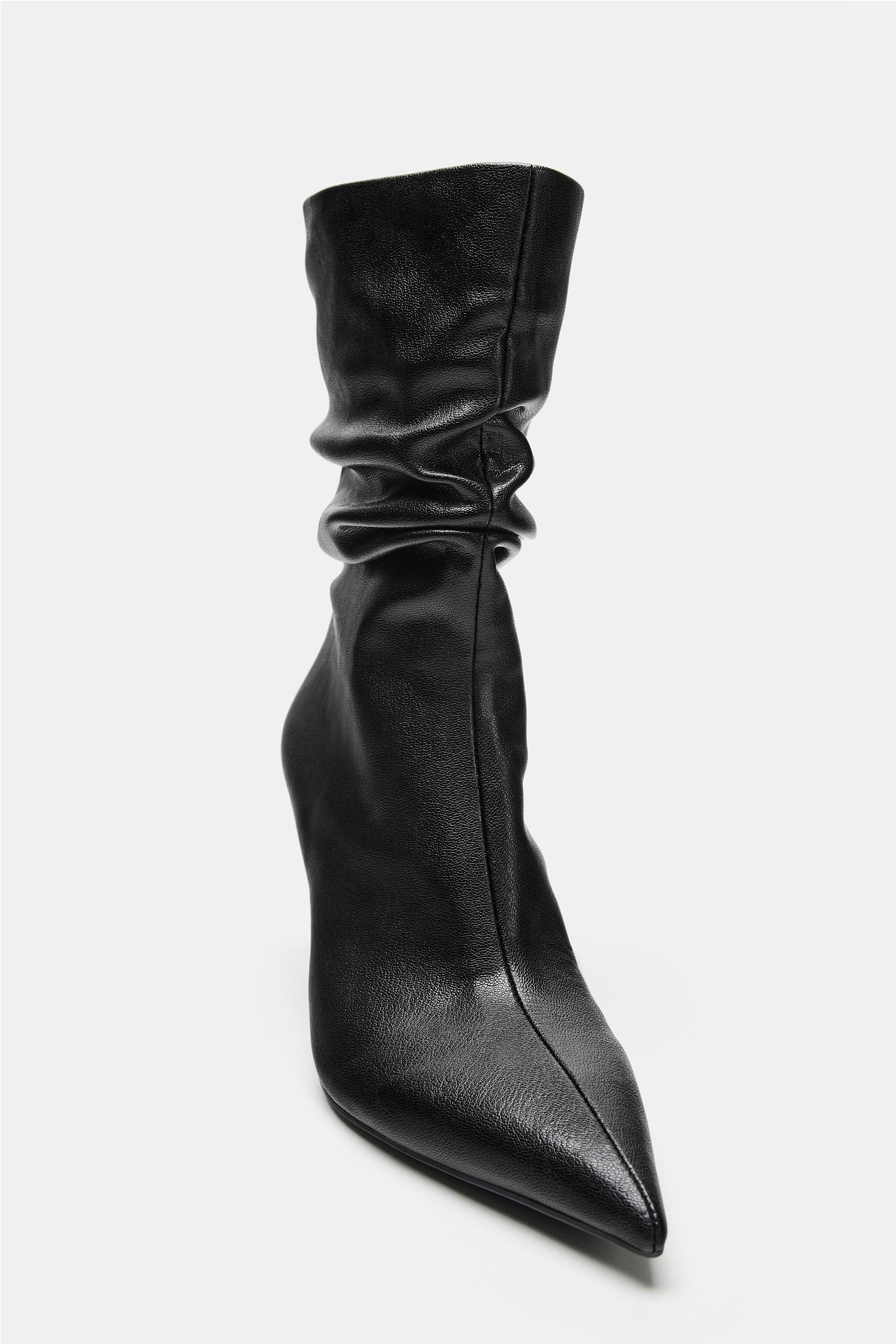 RUCHED HEELED ANKLE BOOTS