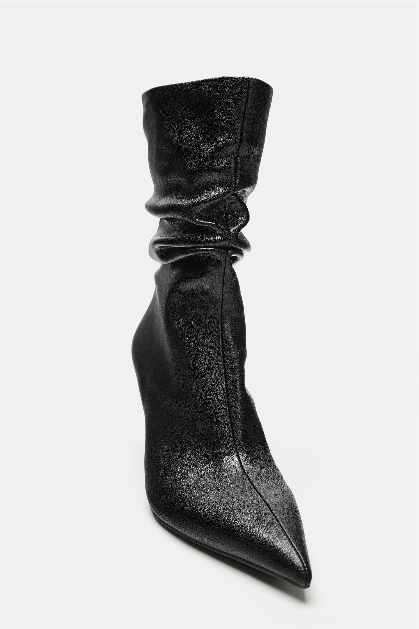 Женские ботинки Zara Ruched Heeled Ankle, цвет: Чёрный — фото 5