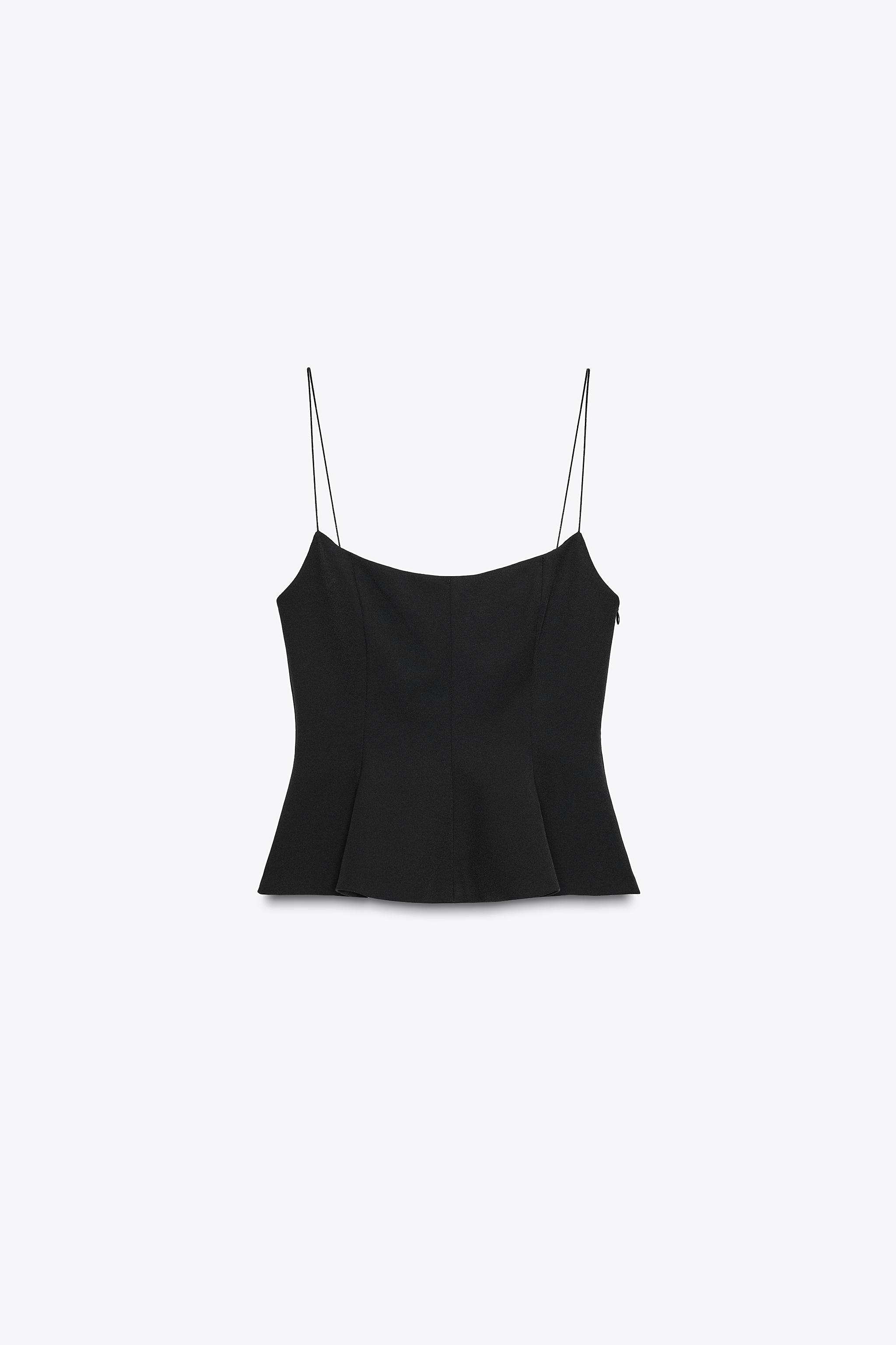 Zara ストレッチバンドゥ　トップス　ブラック S ペプラム ストレッチ トップス - ブラック | ZARA Japan / 日本