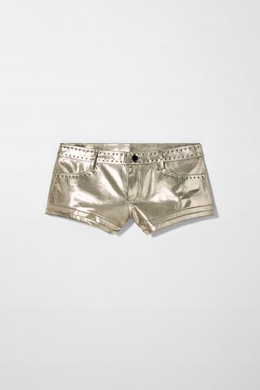 SHORT MÉTALLISÉ EN CUIR KATE MOSS X ZARA - Argent de Zara - Image 1