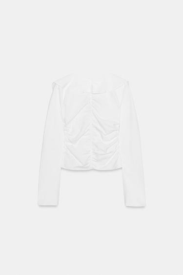 RUFFLED CONTRAST SHIRT - White by Zara - Image 4