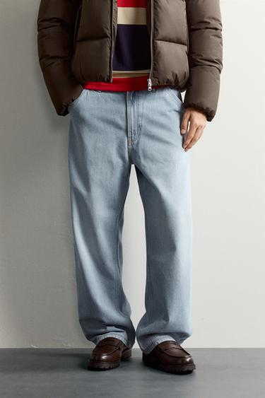 Zara CARPENTER POCKET RELAXED FIT JEANS - Light blue
