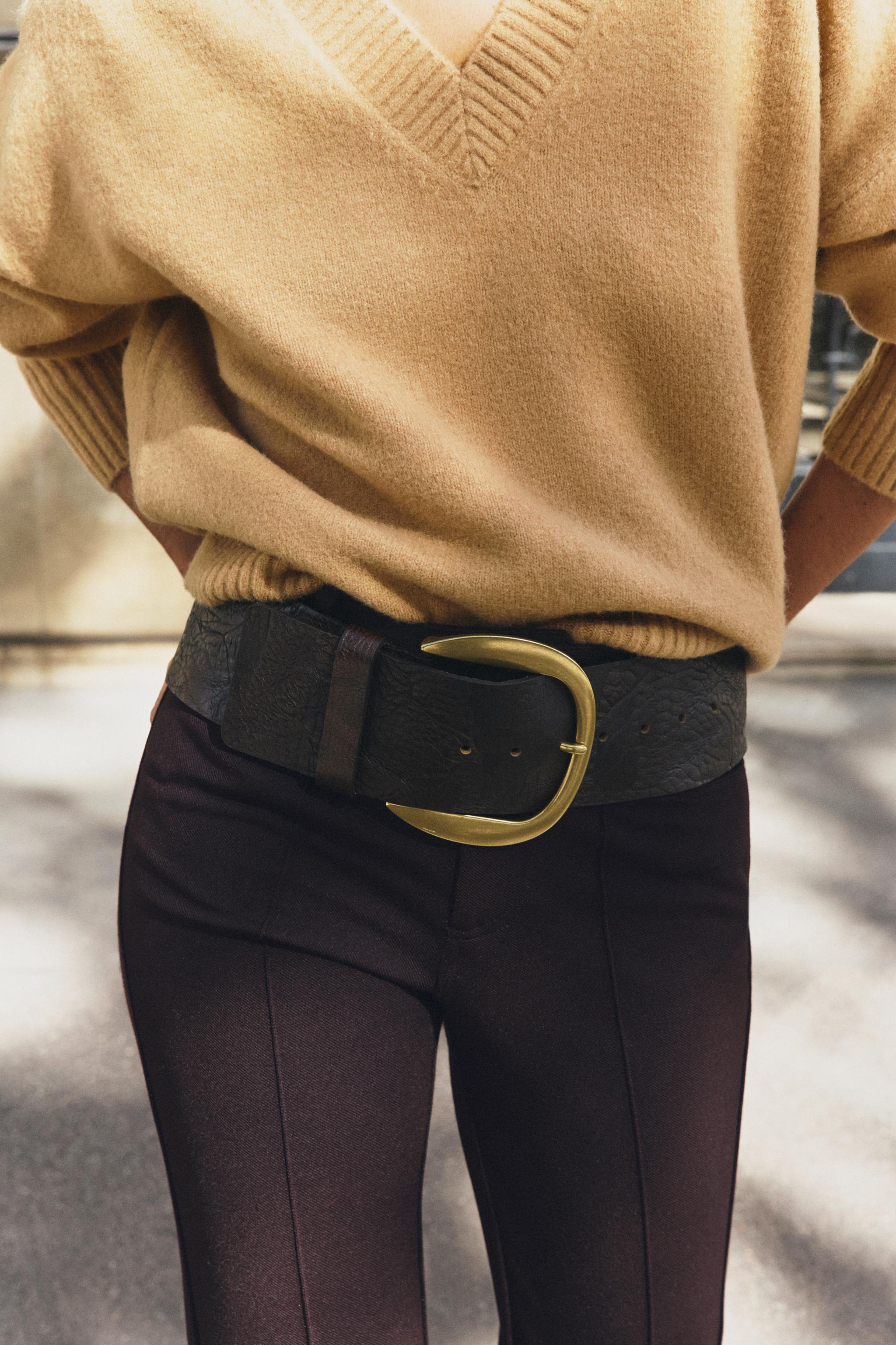 100% LEATHER BUCKLE WAIST BELT