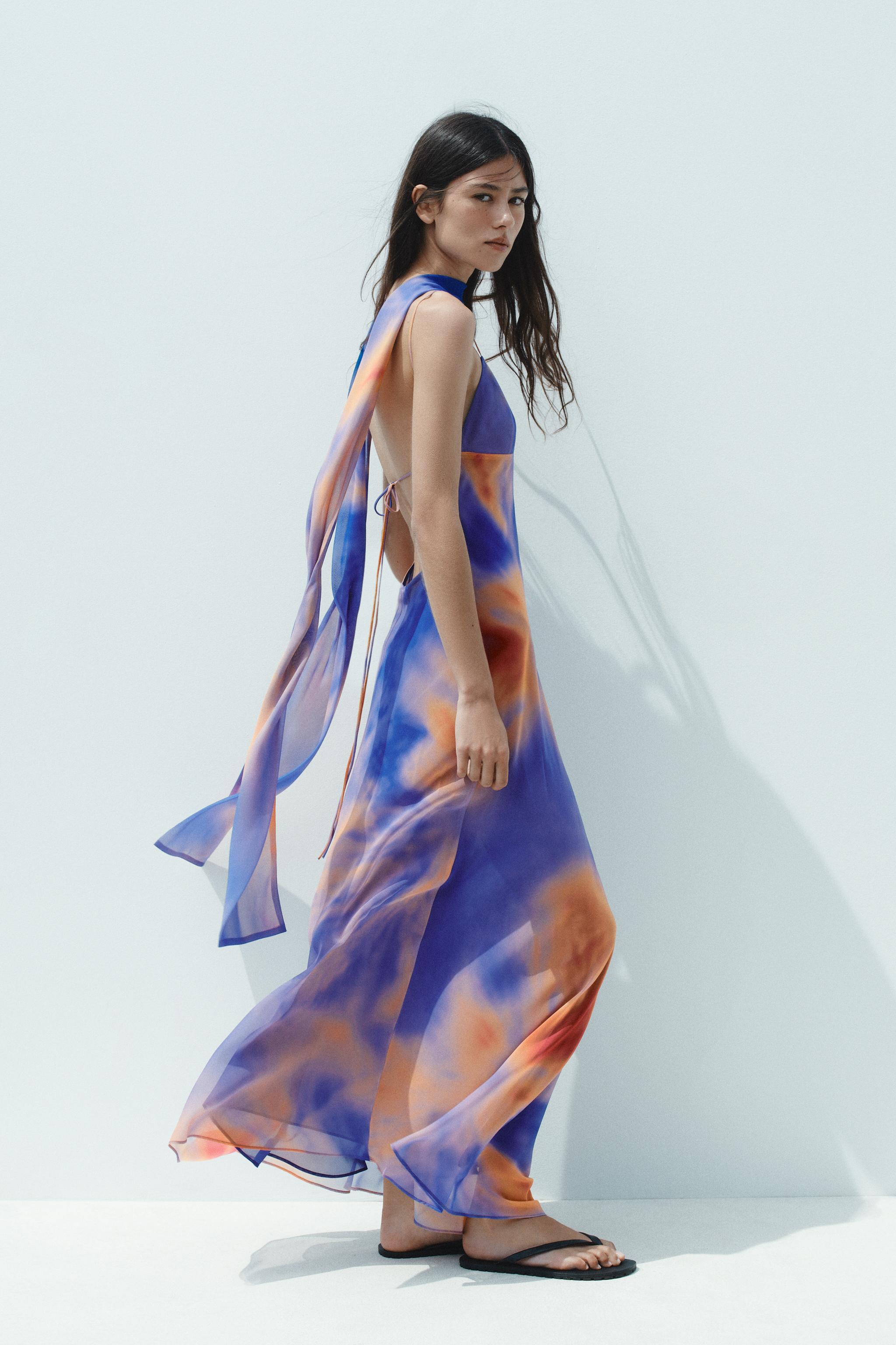 FOULARD PRINT LONG DRESS - TYENARANJA | ZARA United States