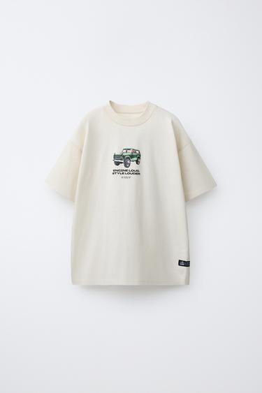 CAMISETA ESTAMPADA COCHE VINTAGE - Crudo de Zara - Imagen 0