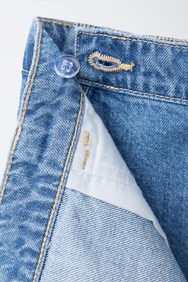 HIGH-WAIST HEART BUTTON DENIM BERMUDA SKORT - Mid-blue by Zara - Image 3