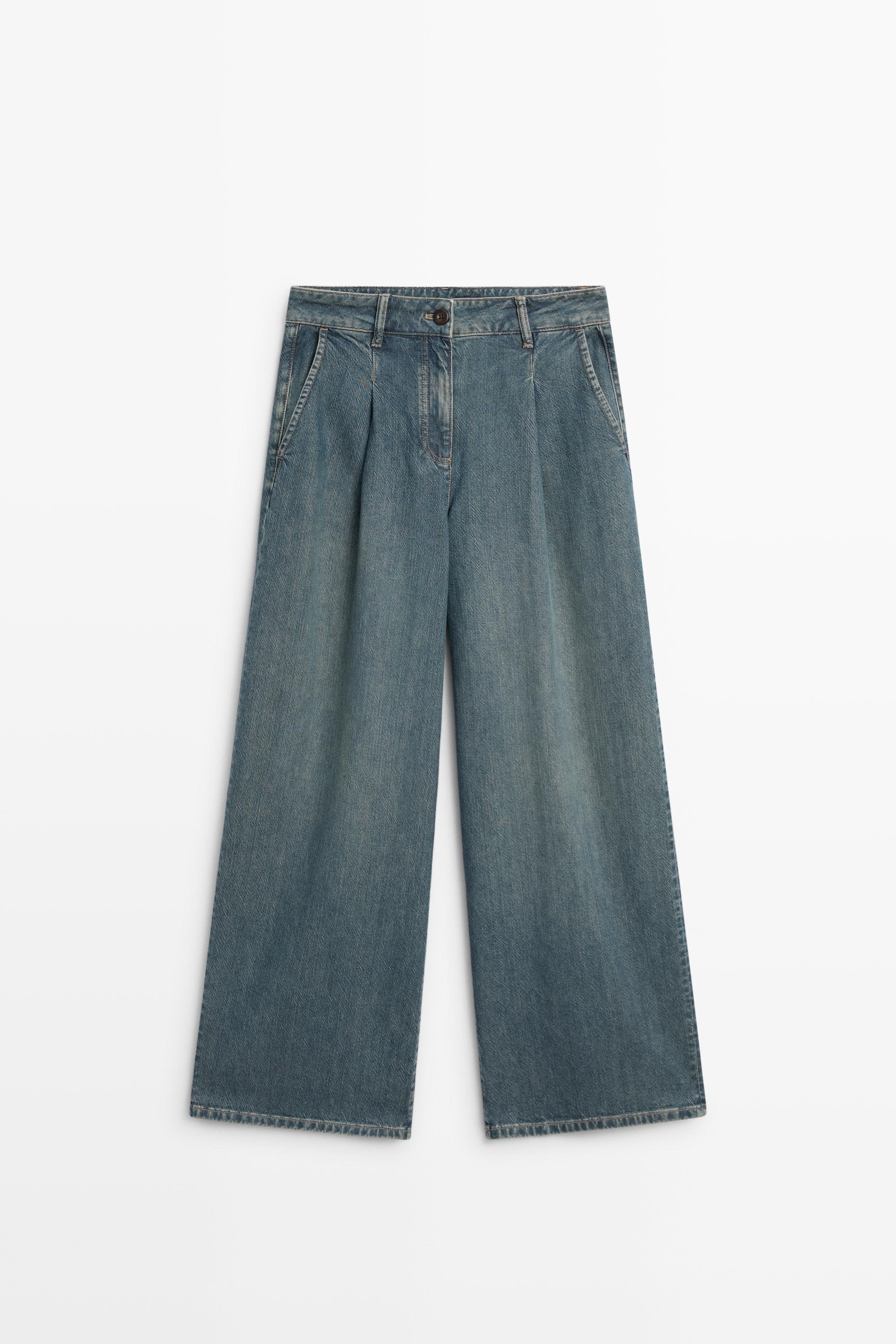 Wide-leg high-waist jeans