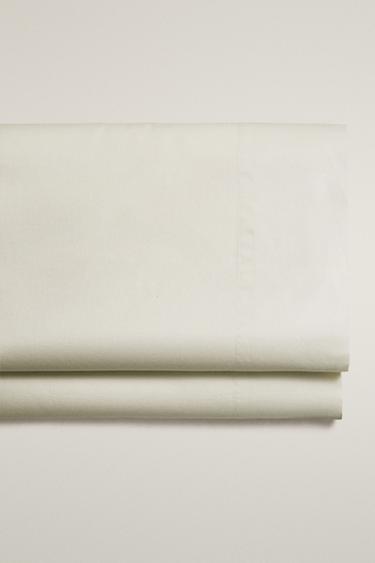 FADED-EFFECT SATEEN FLAT SHEET (300 THREAD COUNT) - Ice by Zara - Image 0
