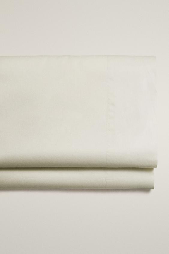 FADED-EFFECT SATEEN FLAT SHEET (300 THREAD COUNT) - Ice by Zara - Image 0