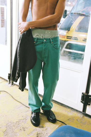 STRAIGHT-LEG JEANS - LIMITED EDITION - Turquoise by Zara