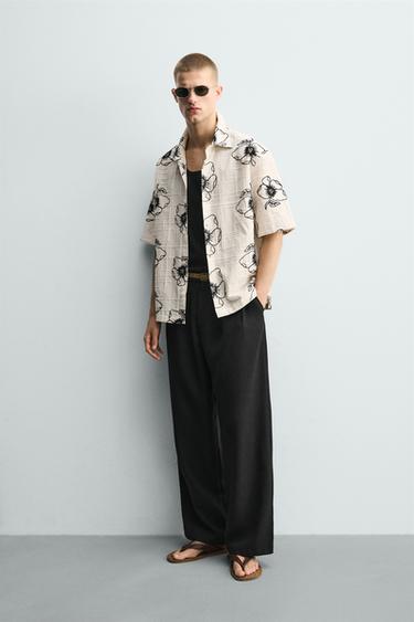FLORAL EMBROIDERED JACQUARD SHIRT - Ecru by Zara