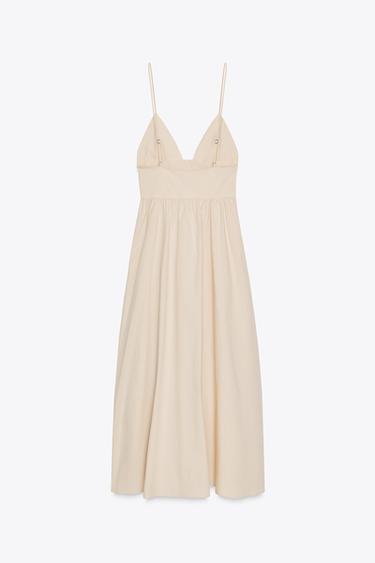 POPLIN MIDI DRESS - Beige by Zara - Image 6