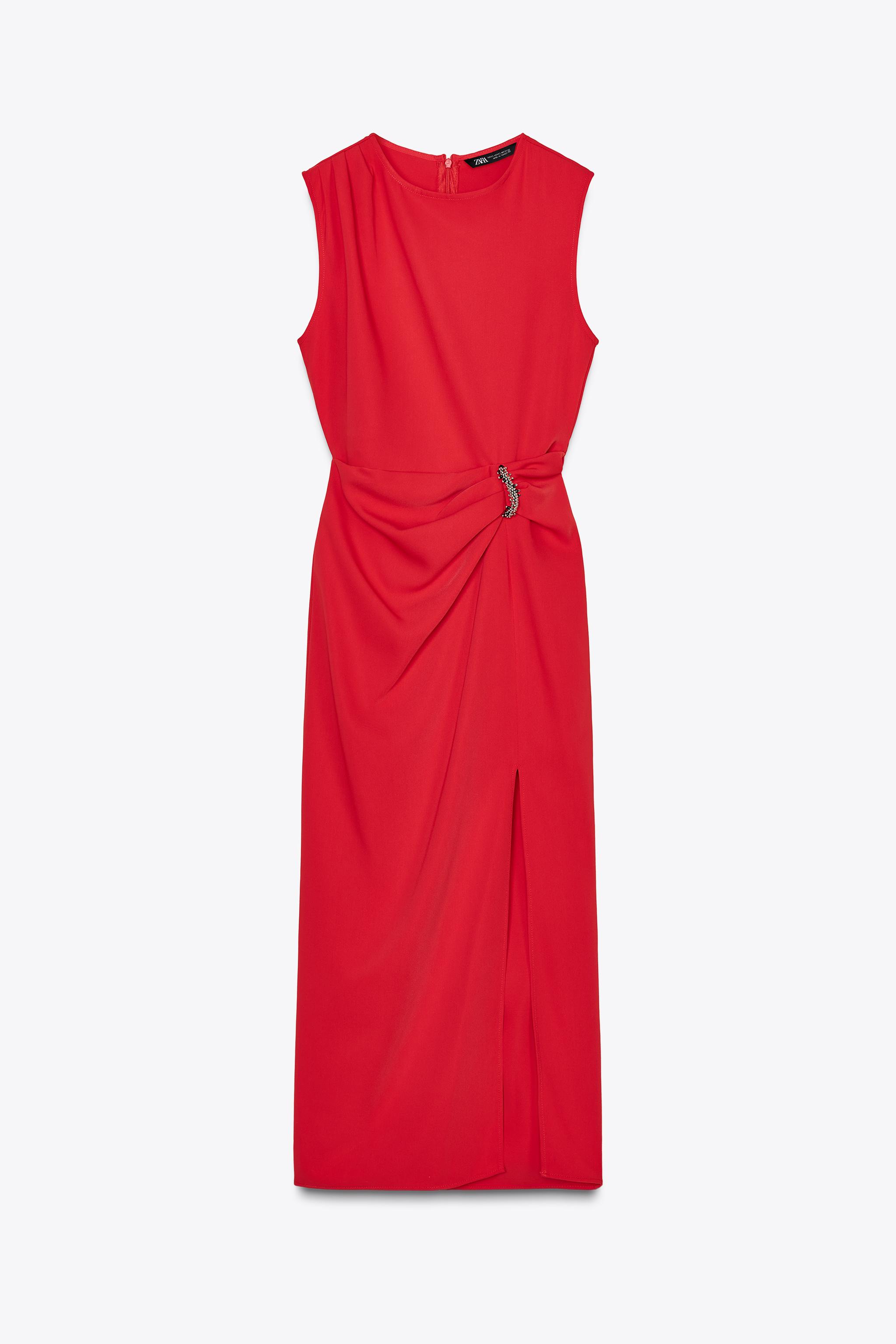 MIDI DRESS WITH HARDWARE - Red | ZARA United States