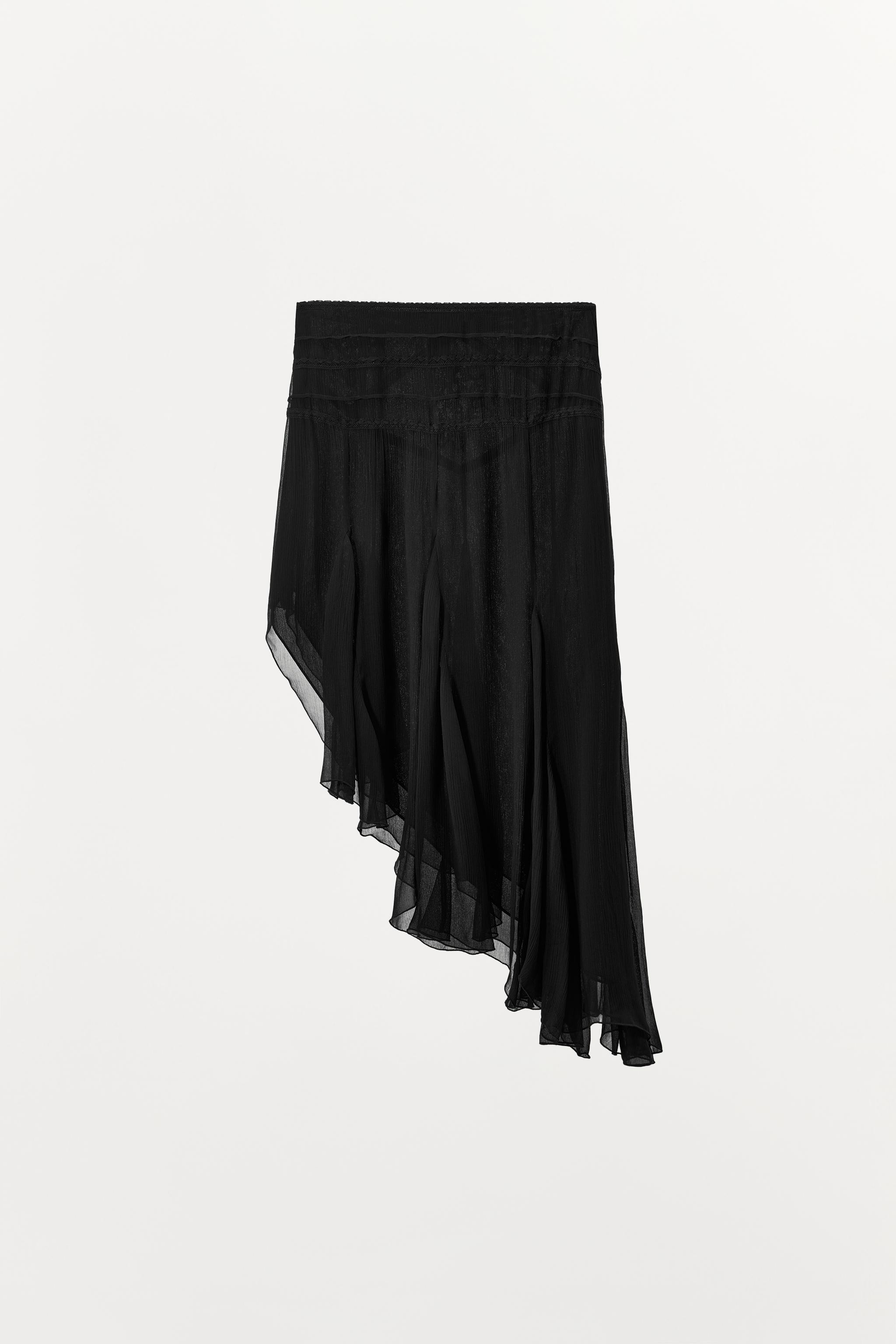 JUPE EN GAZE ASYMÉTRIQUE BRODÉE