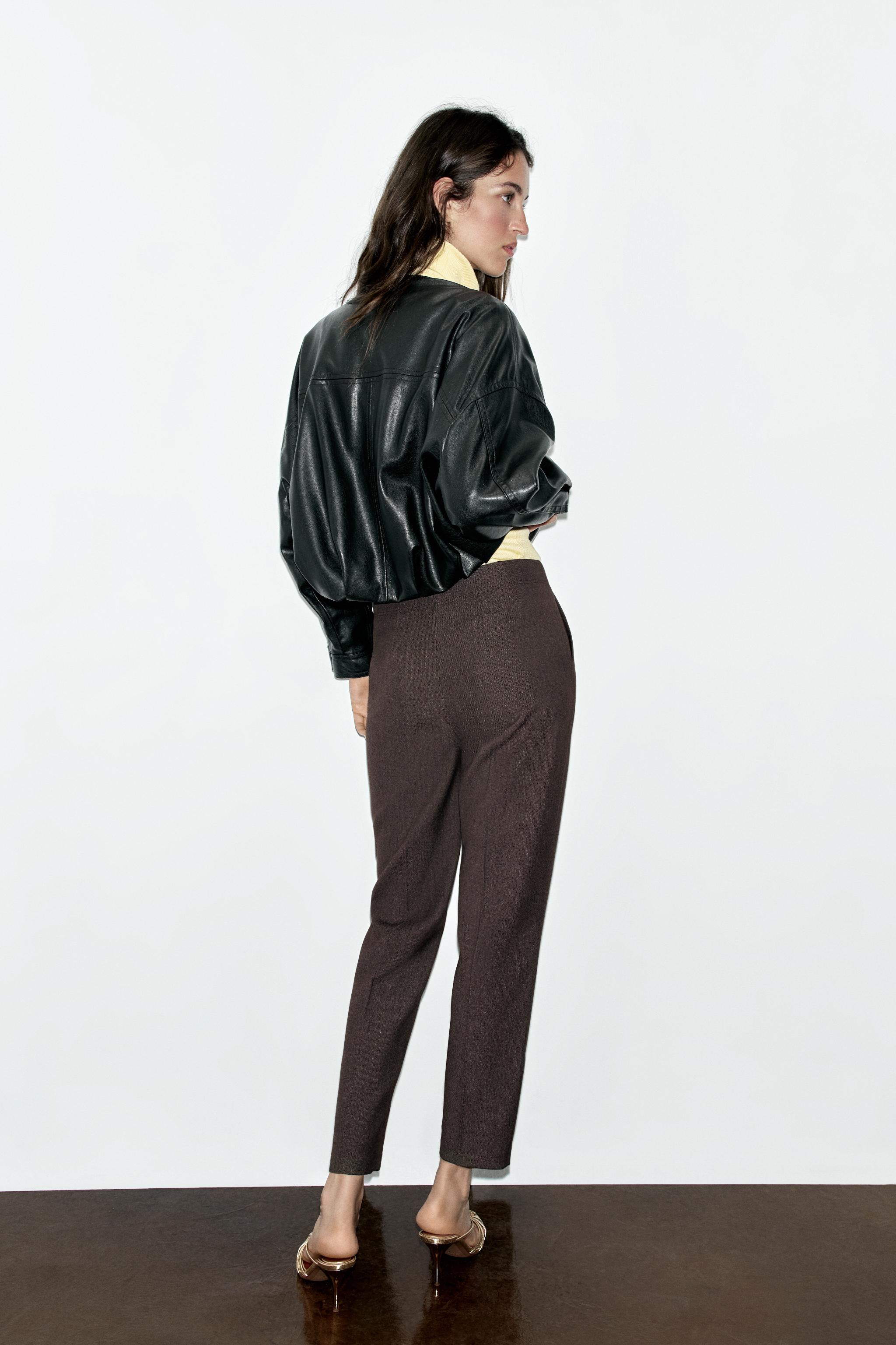 Zara Suni Deri Balon Bomber Ceket görsel 6