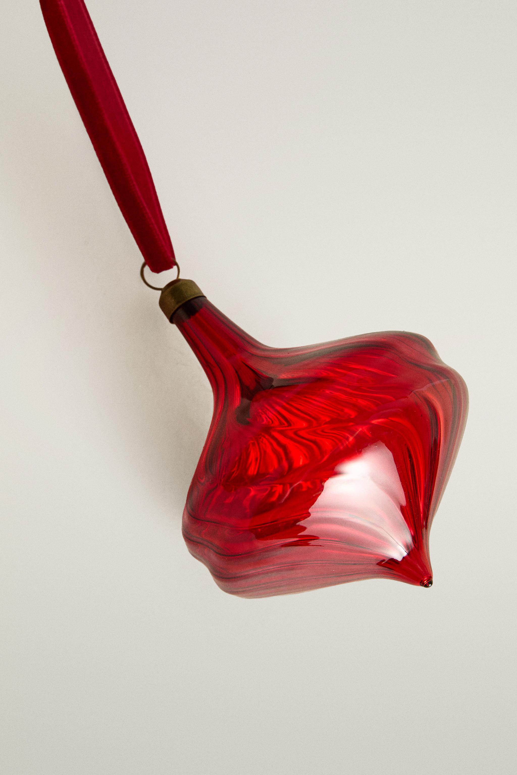 GLASS SPINNING TOP CHRISTMAS TREE DECORATION