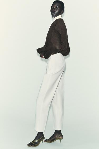 PANTALON TAILLE HAUTE - Blanc de Zara - Image 3
