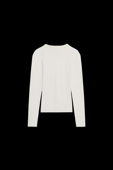 Zara LONG SLEEVE T-SHIRT - Stone