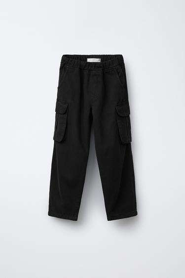 Zaras BYXA BARREL TWILL FICKOR - Svart - Bild 0