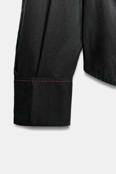 CHEMISE EN POPELINE PLIS TAILLE - Noir de Zara - Image 8