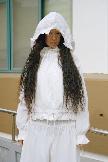 ZIP-UP JACKET WITH RUFFLES - White by Zara