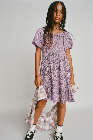 VESTIDO TEXTURA ESTAMPADO ANIMAL - Rosa de Zara