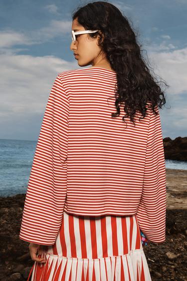 LIMITED EDITION STRIPED T-SHIRT - White / Red by Zara - Image 2