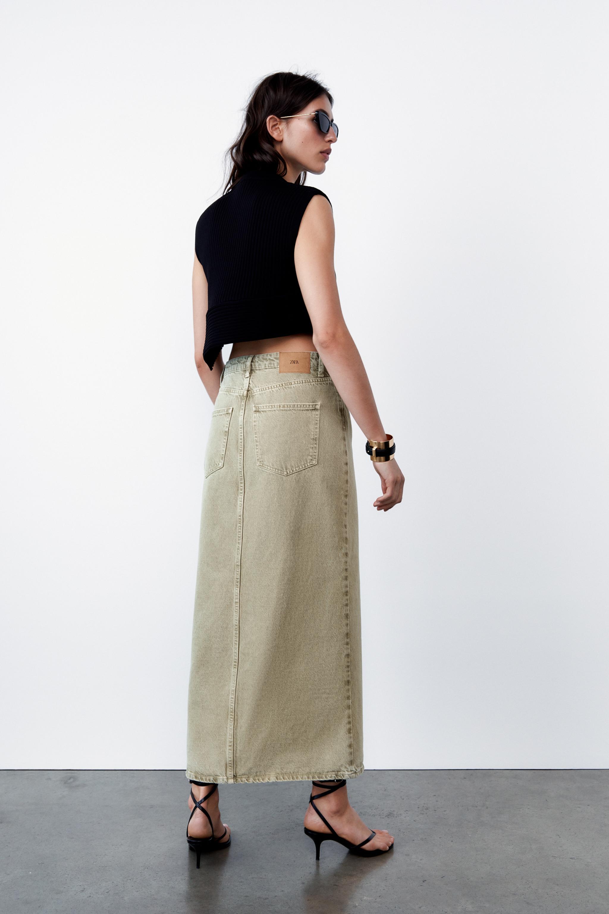 Khaki skirt outlet zara