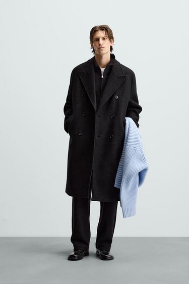 ABRIGO LANA TEXTURA BOUCLÉ - Negro de Zara