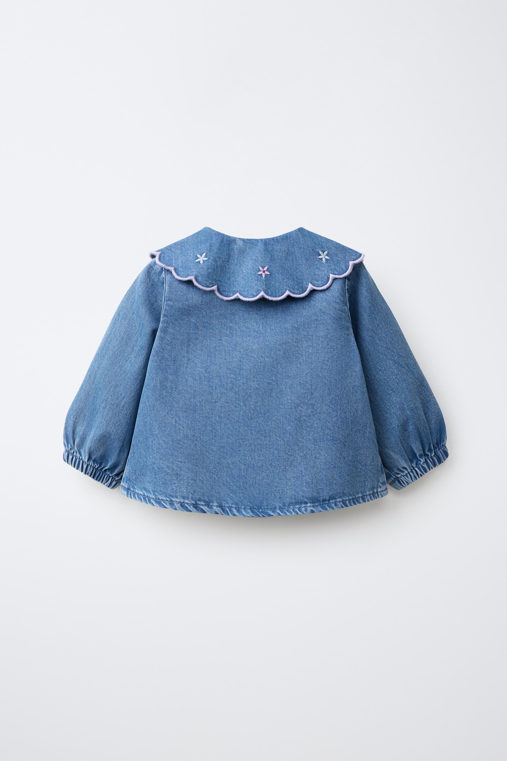 EMBROIDERED DENIM SHIRT — Blue