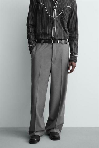 بنطلون WIDE FIT منسدل - رمادي الخاص بـ Zara