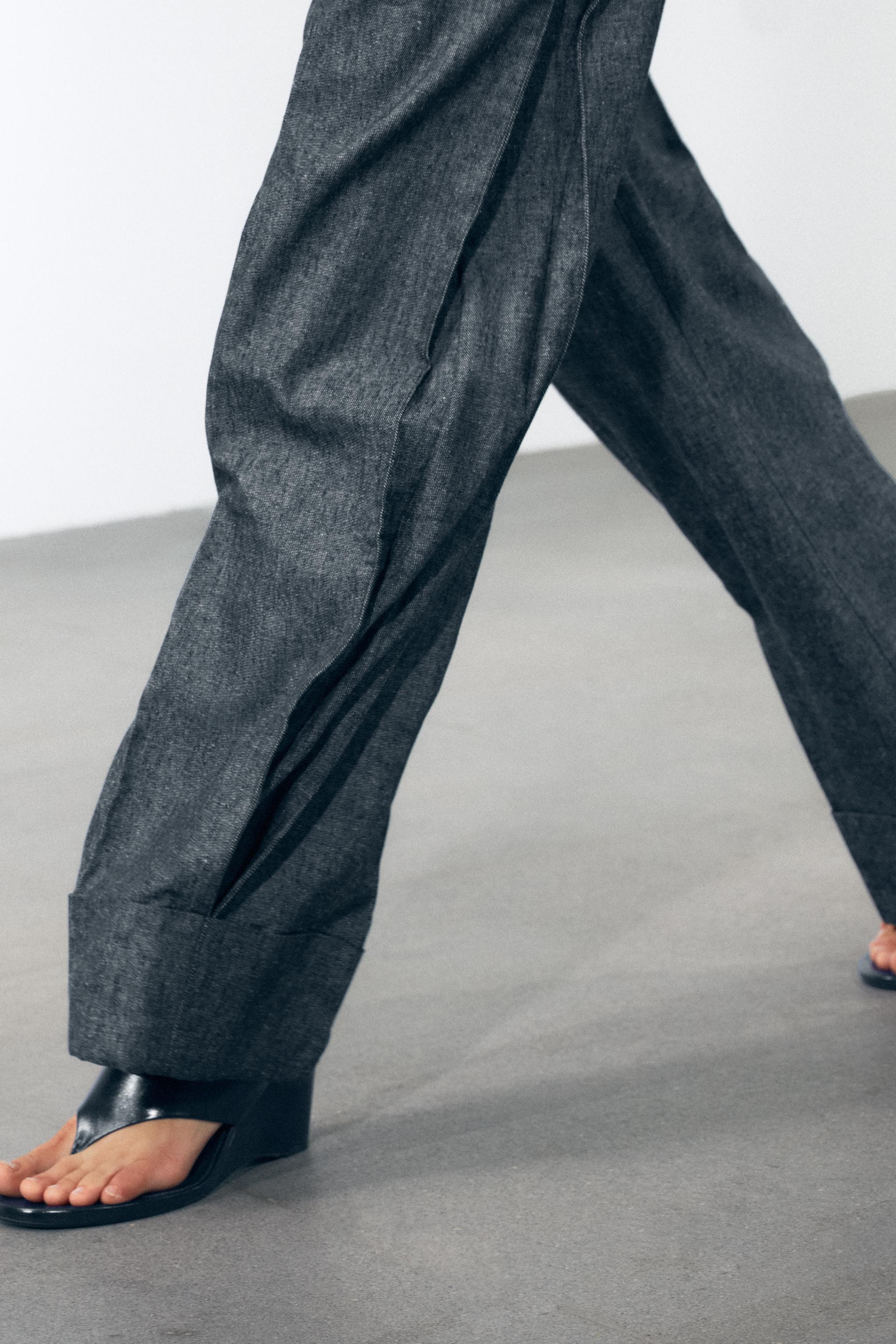 ZW COLLECTION リネン混紡パンツ - ブルー | ZARA Japan / 日本