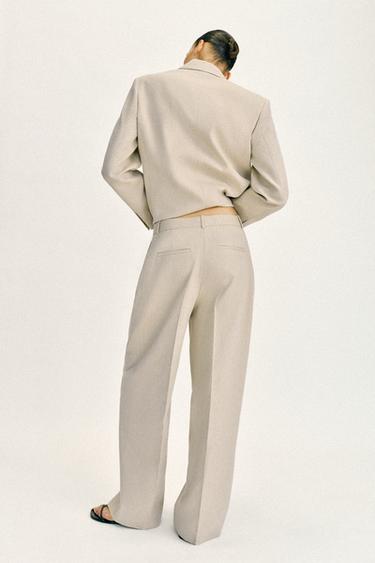 PANTALON DROIT À PINCES - Beige clair de Zara - Image 5